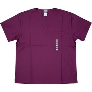 Cherokee Workwear Originals Unisex V-Neck Scrub Top Wine Purple S 4777 NWT‎